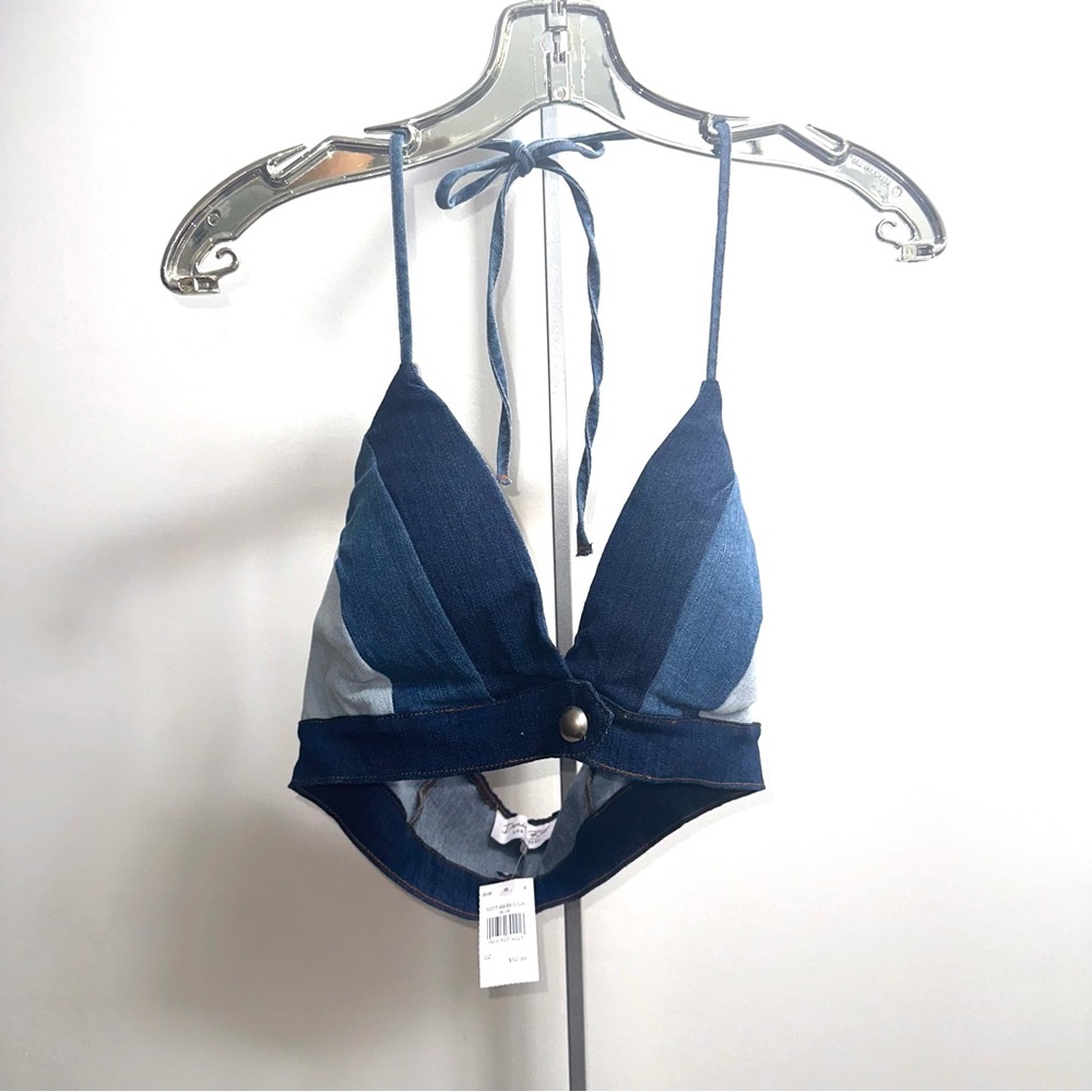 Indigo multi wash Denim Halter Top